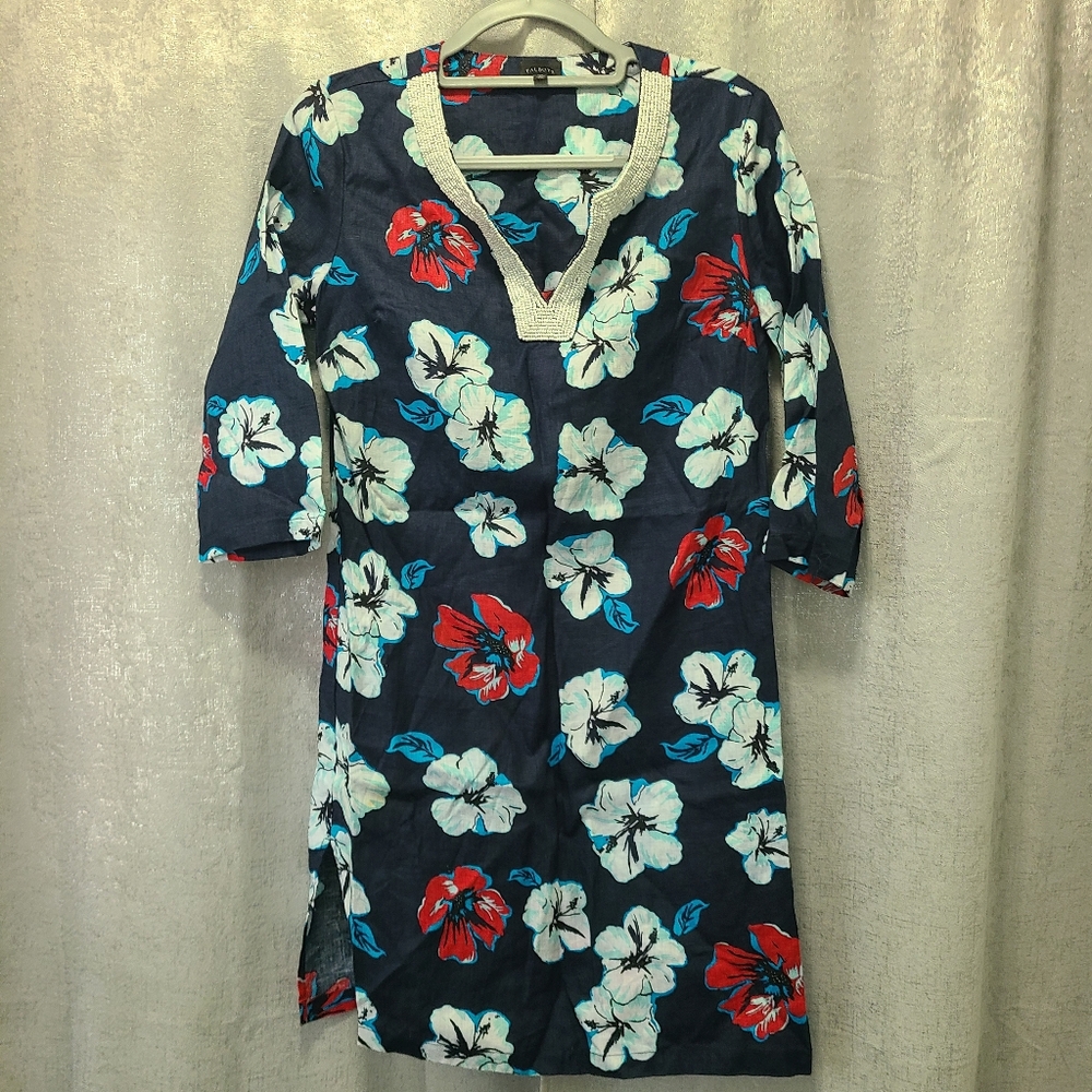 Talbots Navy Floral Long Sleeve Dress‎